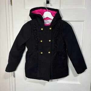 KC COLLECTIONS Girl’s size 6X Black Fleece Dress Coat